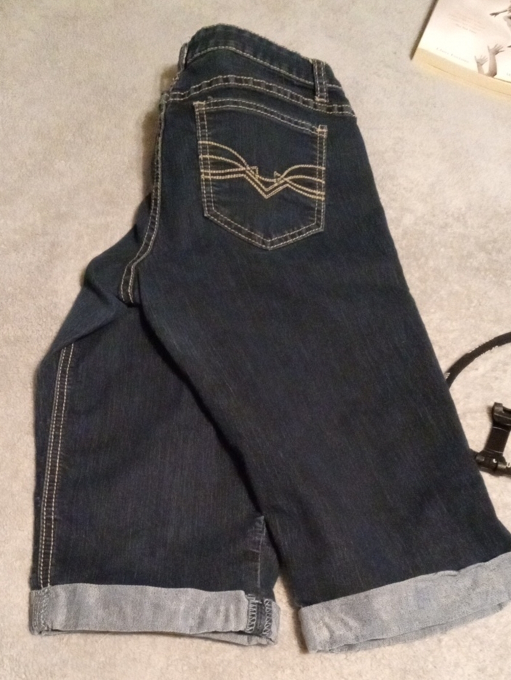 Soundgirl Dark Blue Cropped Denim Jeans with Contrast Stitching